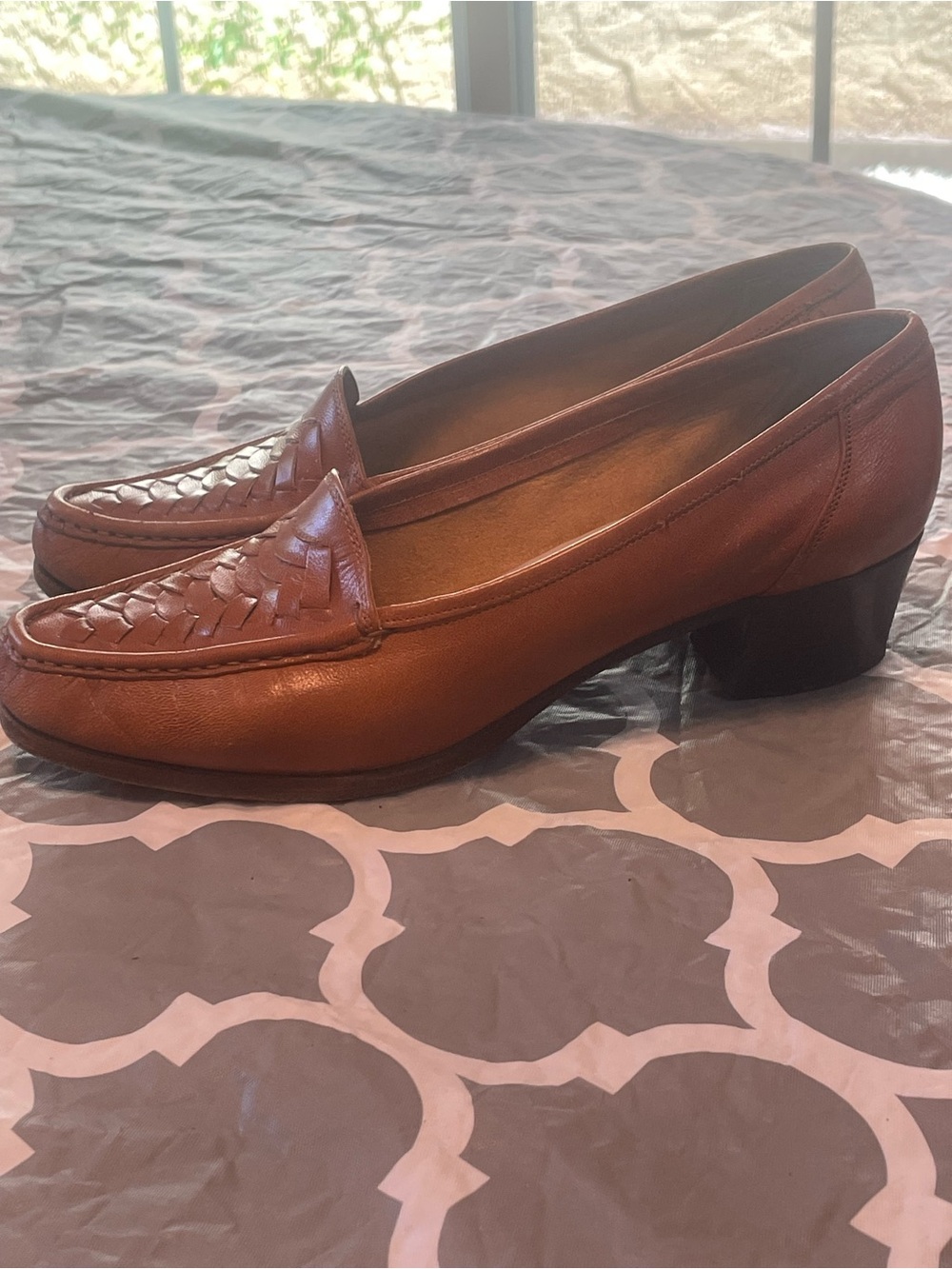 Vintage 1970s Maserati Brown Woven Leather Low Heel Loafers sz 6 Italian luxury